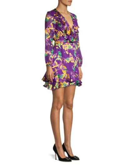 Saloni Jodie Floral-print Devoré-chiffon Mini Dress In Violet