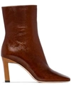 Wandler 'isa' Square Toe Contrast Panel Patent Leather Boots In Brown