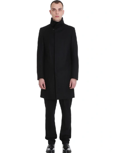 Attachment Coat In Black Wool