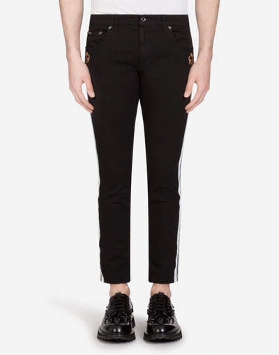 Dolce & Gabbana Stretch Skinny Jeans With Strips And Patch