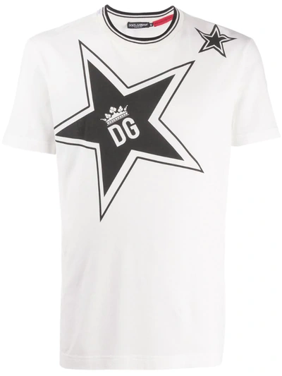 Dolce & Gabbana Large Logo Star Graphic Tee In Cream