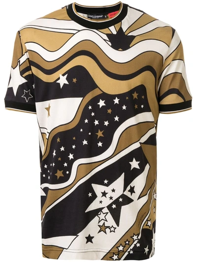 Dolce & Gabbana Cotton T-shirt With Star And Comet Print In Multicolour