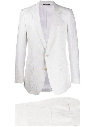 Dolce & Gabbana Jacquard Effect Tailored Suit In White