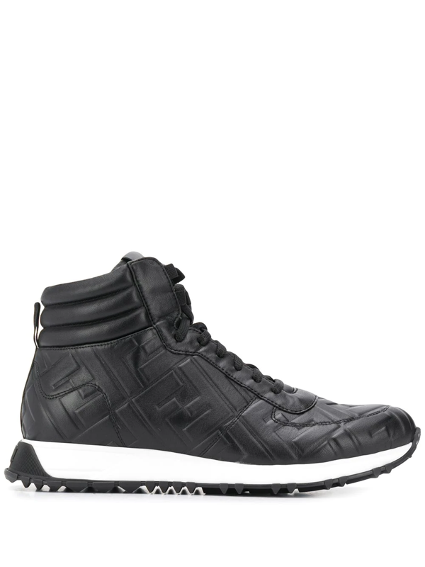 Fendi Black Monogram High Top Leather Sneakers | ModeSens
