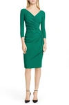 Chiara Boni La Petite Robe Charisse Ruched Long Sleeve Cocktail Dress In Dark Forest