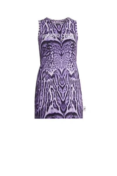 Roberto Cavalli Ocelot Summer Print Tank Top In Purple