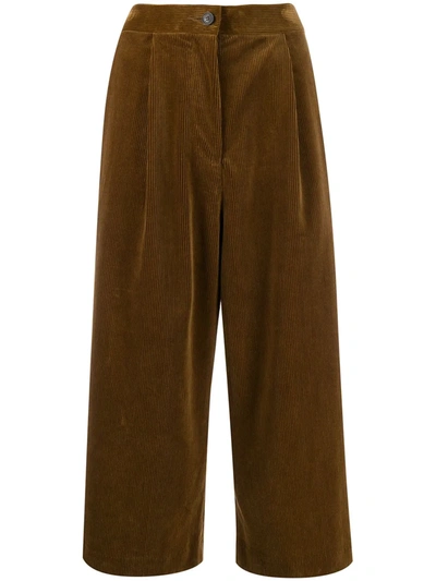 Mackintosh Wide Leg Corduroy Trousers In Brown