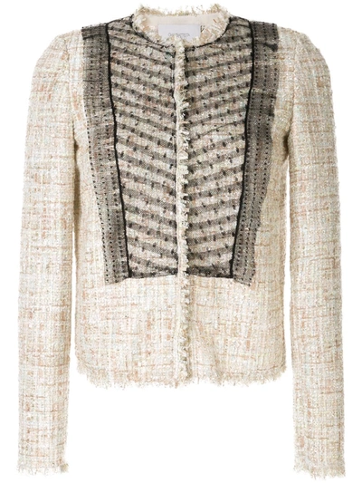 Giambattista Valli Bouclé-tweed Mesh Jacket In Neutrals