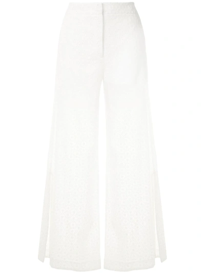 Alcaçuz Menezes Broderie Anglaise Wide Leg Trousers In White