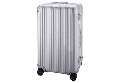 Pre-owned Dior X Rimowa 4-wheel Large Suitcase Aluminium  Oblique Silver