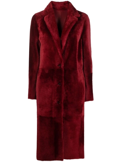 Drome Textured Single-breasted Coat In Red