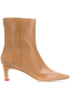 Aeyde Low Heel Pointed Ankle Boots In Sand