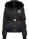 Miu Miu Crystal-embellished Belted Puffer Jacket In F0002 Black