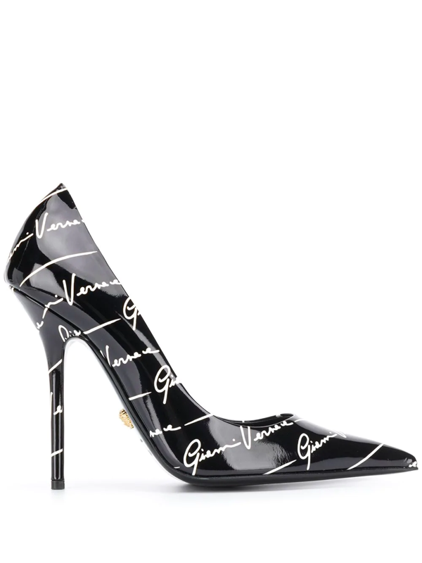 versace logo strap heels