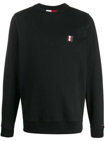 Tommy Hilfiger Logo Patch Sweatshirt In Black