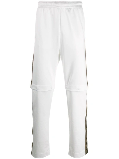 Fendi Logo-stripe Detachable-leg Trousers In White