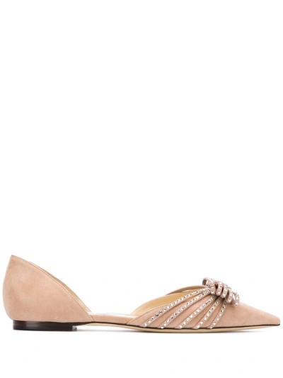 Jimmy Choo Kaitence Crystal-embellished Ballerina Shoes In Pink