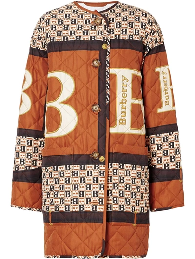 Burberry Archive Scarf Print Diamond Quilted Coat Bardsey In Brown