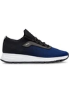 Prada Prax-o01 Knit Fabric Sneakers In Black,blue