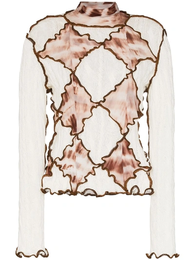 Asai Tie-dye Diamond Panel Turtleneck In Neutrals