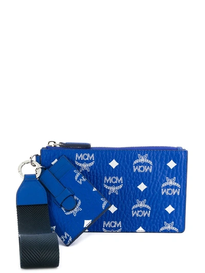 Mcm Men's Visetos Original Logo Pouch In Blue | Surf The Web