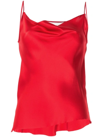 Marques' Almeida Draped Silk Satin Slip Top In Red