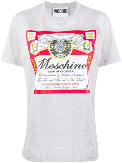 Moschino Oversize Printed Cotton Jersey T-shirt In Grey