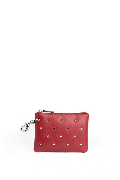 Rebecca Minkoff Clip Pouch With Heart Studs In Cardinal