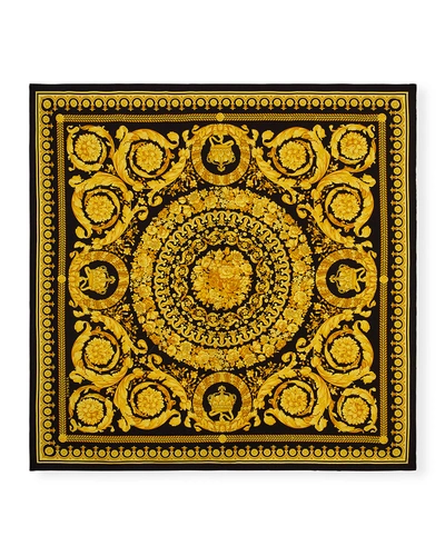 Versace Baroque Heritage Silk Scarf In White/gold