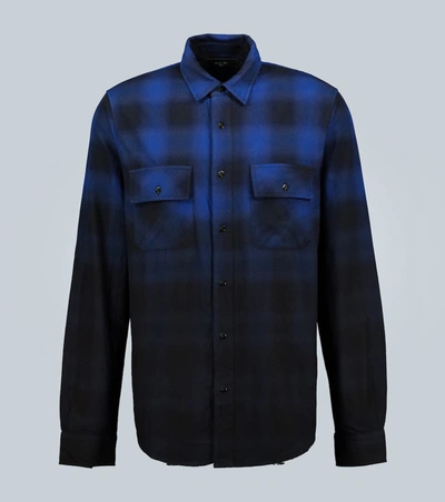 Amiri Dip-dye Brushed Cotton Shirt In Blue