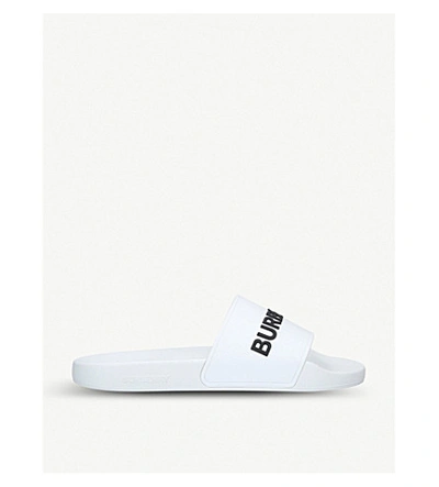 Burberry Furley Rubber Sliders In White/blk
