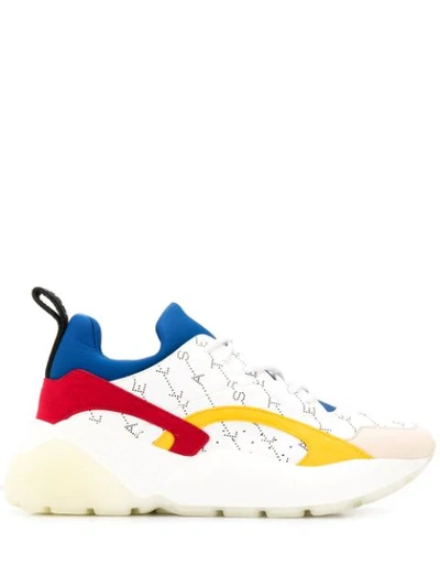 Stella Mccartney Eclypse Neoprene And Monogram-print Faux Leather Exaggerated-sole Sneakers In White