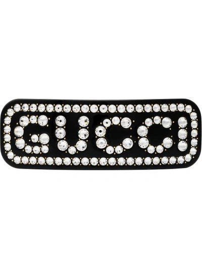 Gucci Crystal-embellished Hair Clip In Black