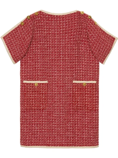 Gucci Square G Wool Tunic Dress In Red