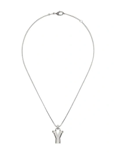 Gucci Silver "y" Letter Necklace In Sterling Silver
