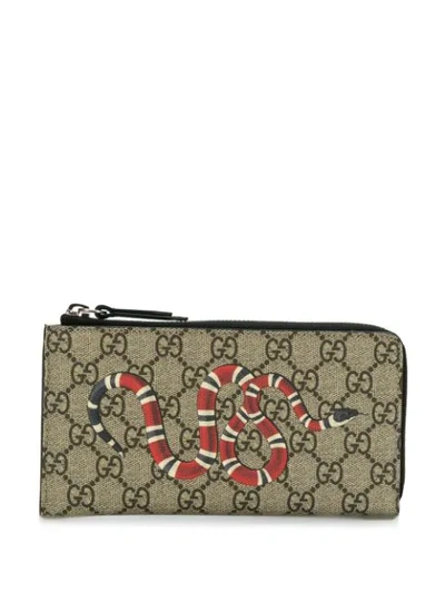 Gucci Kingsnake Print Gg Supreme Iphone Pouch