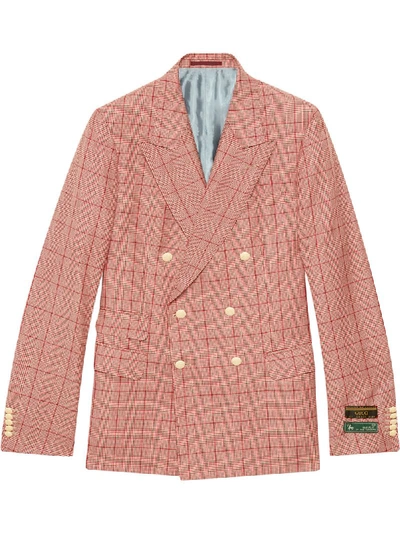 Gucci New Signoria Check Wool Jacket With Labels In Red