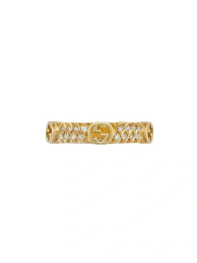 Gucci 18kt Yellow Gold And Diamond Interlocking G Ring In Undefined