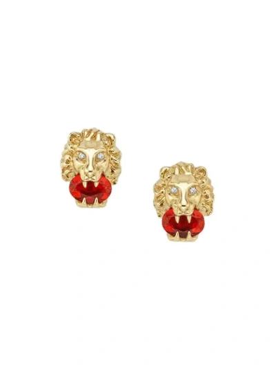 Gucci 18kt Yellow Gold Lion Head Stud Earrings In 8036 Undefined