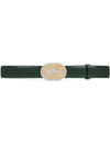 Gucci Leather Belt With Interlocking G Buckle In Green