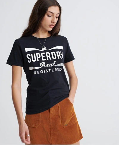 Superdry Women's Mono Real T-shirt Black Size: 8