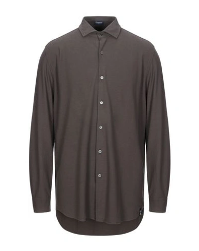 Drumohr Solid Color Shirt In Cocoa