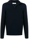 Pringle Of Scotland Fine Knit Zip Neck Sweater In Blue