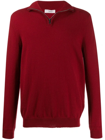 Pringle Of Scotland Fine Knit Zip Neck Jumper In Red