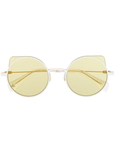 Yohji Yamamoto Wingtip Tinted Sunglasses In White