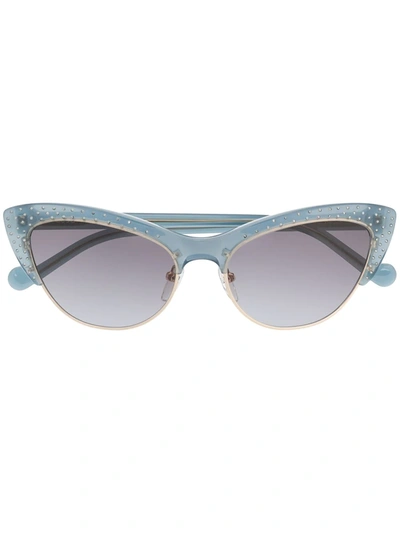 Liu •jo Cat Eye Micro-stud Sunglasses In Blue