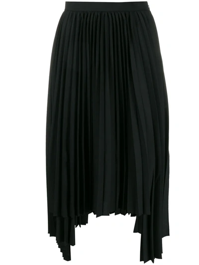 Juunj Asymmetric Pleated Skirt In Black