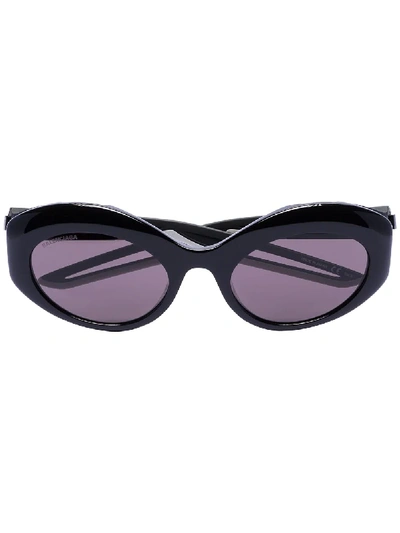 Balenciaga Tinted Oval Frame Sunglasses In Black