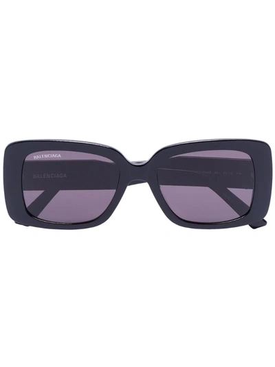 Balenciaga Black Rectangular Bb Logo Sunglasses