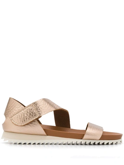 Pedro Garcia Jedda Metallic Textured-leather Sandals In Cuoio